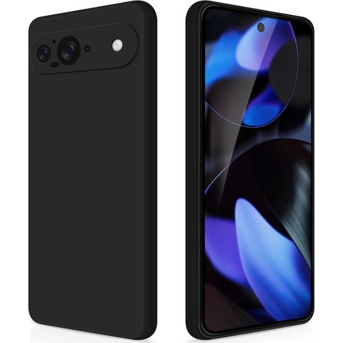 Coque Pour Google Pixel 9 Case En Silicone, Etui De Protection Antichoc Etui Housse Silicone Ultra-Mince Avec Couche Intérieure En Fibre Et Protection Pour Caméra, Noir