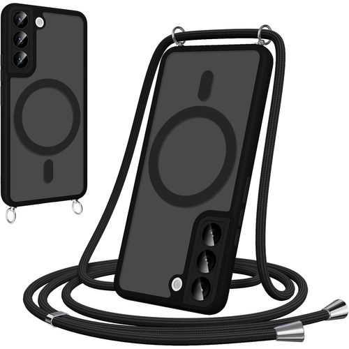 Coque Magnétique Pour Samsung Galaxy S22+ (6,6"") ¿ Dos Translucide Mat Antichoc, Compatible Magsafe Avec Lanière Réglable Et Amovible, Noir