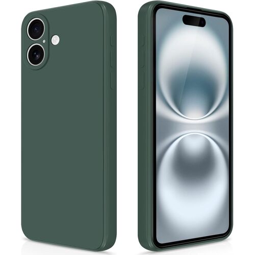 KAL-Coque Pour Iphone 16 Case En Silicone, Etui De Protection Antichoc Etui Housse Silicone Ultra-Mince Avec Couche Intérieure En Fibre Et Protection Pour Caméra, Vert