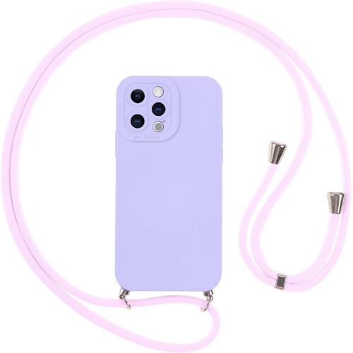 Coque Pour Iphone 15 Pro Max Avec Cordon, Etui Avec Collier - Tour De Cou Lanière En Corde - Silicone Housse Avec Réglable Chaine Pour Iphone 15pro Max, Bandouliere - Violet