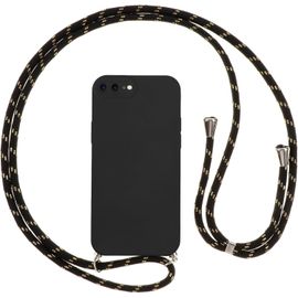 Coque Silicone Antichoc Fine Pour Iphone 8 Plus / Iphone 7 Plus Avec Cordon Bandoulière Réglable - Tour De Cou Noir, Protection Écran Et Appareil Photo