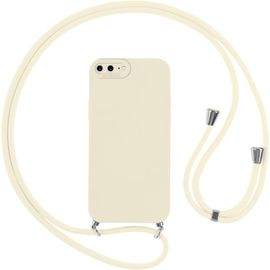 Coque Silicone Pour Iphone 8 Plus/7 Plus Avec Lanière Réglable - Étui Tour De Cou Blanc Antichoc Slim