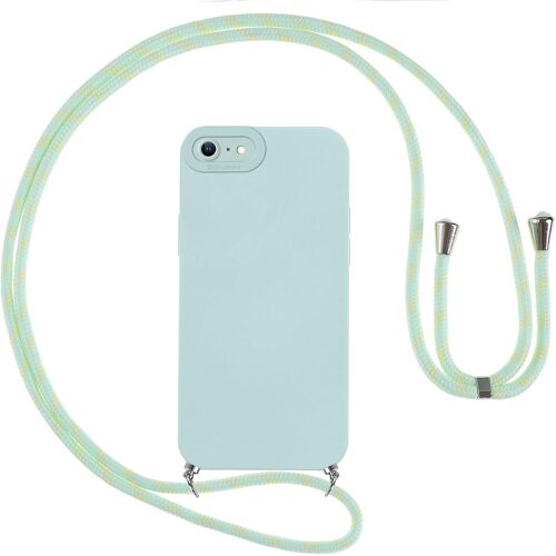 KALANKA-Coque pour iPhone 8/iPhone SE 2020/iPhone 7/SE 2022 avec Cordon, Etui avec Collier - Tour de Cou Lanière en Corde - Silicone Housse avec Réglable Chaine pour iPhone 8, Bandouliere - Bleu