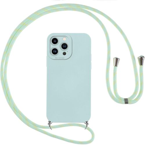 Coque Pour Iphone 13 Pro Max Avec Cordon, Etui Avec Collier - Tour De Cou Lanière En Corde - Silicone Housse Avec Réglable Chaine Pour Iphone 13pro Max, Bandouliere - Bleu