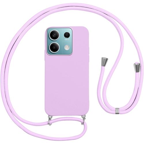 Kal-Coque Pour Xiaomi Redmi Note 13 5g Avec Cordon, Etui Silicone Souple Antichoc Housse Avec Collier Chaîne Lanière, Téléphone Étui Case Cover De Protection Pour Redmi Note 13 5g,Bandoulière-Violet