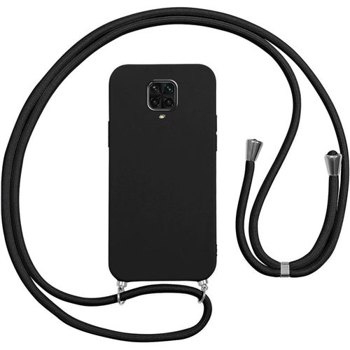 Coque Tpu Souple Anti-Choc Ultra-Fine Pour Xiaomi Redmi Note 9 Pro/9 Pro Max/9s 4g - Cordon Tour De Cou Réglable, Bords Surélevés, Compatible Charge Sans Fil, Noir