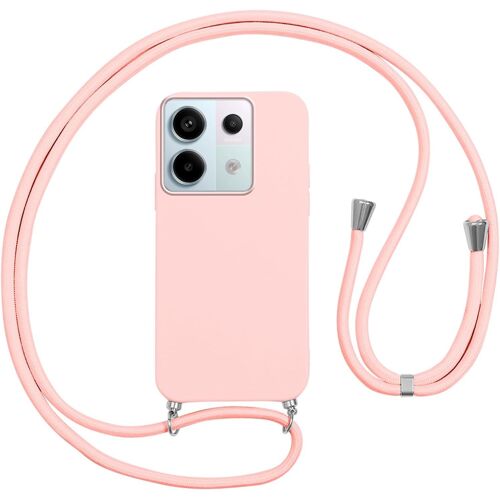 KAL-Coque Avec Cordon Pour Xiaomi Redmi Note 13 Pro 5G/Poco X6 5G, Rose Silicone Coque Collier Réglable Téléphone Étui Lanyard Case Souple Tpu Antichoc Bumper Tour De Cou Chaîne Housse De Protection