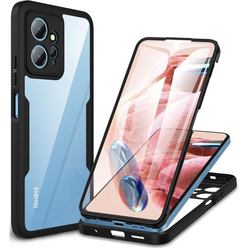 Coque Xiaomi Redmi Note 12 4g 360° Antichoc Avec Protection Écran Intégrée ¿ Double Face Robuste Transparente Anti-Jaunissement ¿ Noir