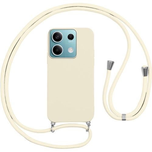 Kal-Coque Pour Xiaomi Redmi Note 13 5g Avec Cordon, Etui Silicone Souple Antichoc Housse Avec Collier Chaîne Lanière, Téléphone Étui Case Cover De Protection Pour Redmi Note 13 5g, Bandoulière-Blanc