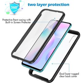 TIANYI-Coque Xiaomi Redmi 9A / 9AT, Antichoc Housse avec Protection d'écran, 360° Protégé Téléphone Etui Double Face Bumper Transparent Case Portable Intégrale Coque pour Redmi 9A / 9AT - Noir