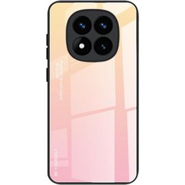 Kal-Coque Pour Xiaomi Redmi Note 14 Pro 5g, Etui Dégradé De Couleur Verre Trempé Back Coque + Souple Silicone Tpu Case Cover Protection Antichoc Housse (Blond/Rose)