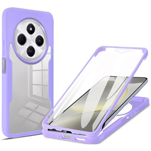 Coque Transparente Pour Xiaomi Redmi 14c / Poco C75 - Ultra-Fine Antichoc Pc + Bumper Tpu Avec Protection D'écran Intégrée (Violet)