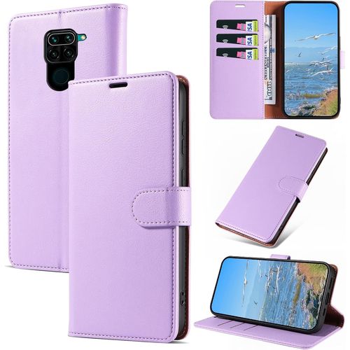 Kal-Coque Pour Xiaomi Redmi Note 9 / Redmi 10x 4g, Antichoc Magnetique Étui À Rabat Avec Porte Cartes, Portefeuille Housse En Cuir Pu Pour Xiaomi Redmi Note 9 / Redmi 10x 4g, Violet
