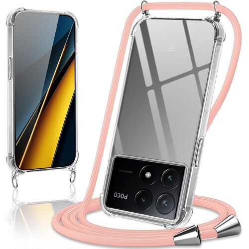 Coque Avec Cordon Pour Xiaomi Poco X6 Pro 5G 6,67"", Collier Réglable Téléphone Étui Portable Lanyard Case Transparent Ultra Souple Silicone Tpu Housse Antichoc Protection Cover, Or[POP947584]