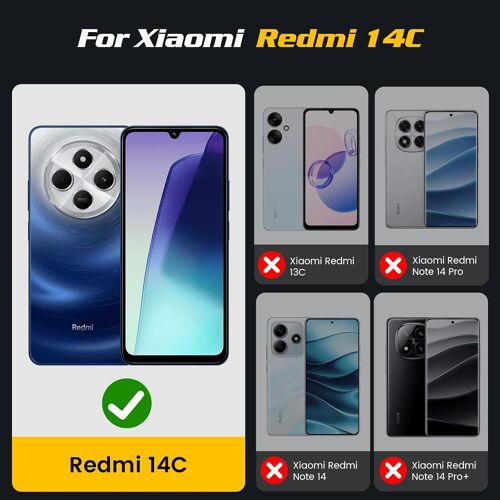 Coque pour Xiaomi Redmi 14C, 2 Protecteurs D'écran, et Anneau Béquille, [360° Protection Militaire] Protection Coulissante Caméra, Housse Redmi 14C Coque (Vert)