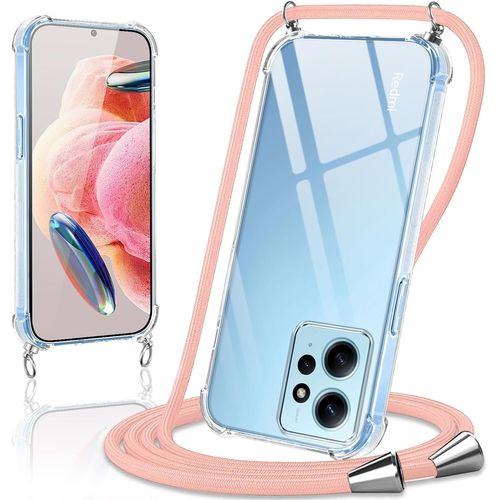 Coque Tpu Transparente Souple Or Rose Avec Cordon Réglable Pour Xiaomi Redmi Note 12 4g 6,67 Pouces ¿ Protection Antichoc, Sangle Tour De Cou