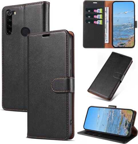 ELVORIX-Coque pour Xiaomi Redmi Note 8, Antichoc Magnetique Étui à Rabat avec Porte Cartes, Portefeuille Housse en Cuir PU pour Xiaomi Redmi Note 8, Noir