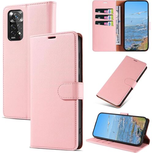 KAL-Coque Pour Xiaomi Redmi Note 11 4G / Redmi Note 11S 4G, Antichoc Magnetique Étui À Rabat Avec Porte Cartes, Portefeuille Housse En Cuir Pu Pour Redmi Note 11 4G / Redmi Note 11S 4G, Rose