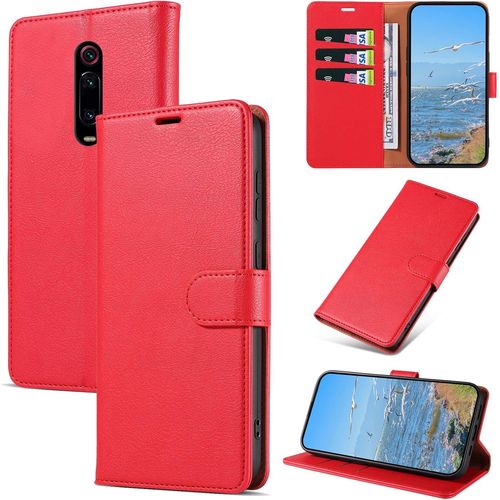 Kal-Coque Pour Xiaomi Mi 9t / Mi 9t Pro/Redmi K20 / Redmi K20 Pro, Antichoc Magnetique Étui À Rabat Avec Porte Cartes, Portefeuille Housse En Cuir Pu Pour Xiaomi Mi 9t / Xiaomi Mi 9t Pro, Rouge