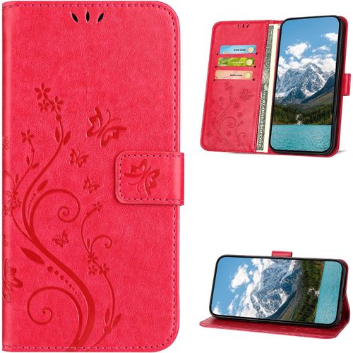 Kal-Coque Pour Samsung Galaxy A12, Etui Protection Housse En Cuir Pu [Slot De Carte], Étui À Rabat Portefeuille Flip Case Pour Samsung A12 4g/5g, Rouge