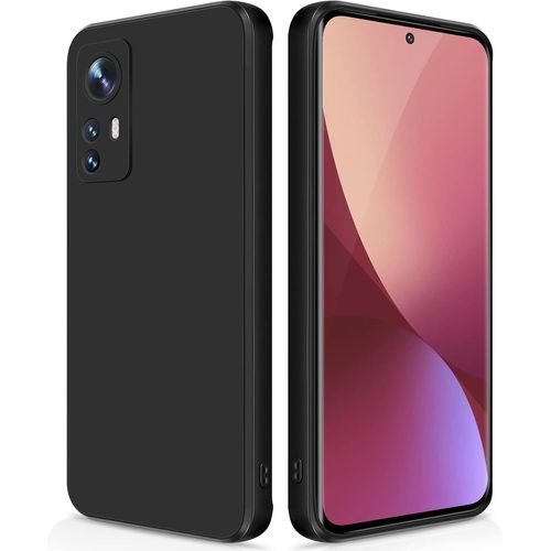 Trahoo-Coque Pour Xiaomi 12/Xiaomi 12 X/Xiaomi 12 S Case En Silicone, Coque Antichoc Etui Housse Silicone Ultra-Mince Avec Couche Intérieure En Fibre Et Protection Pour Caméra, Noir