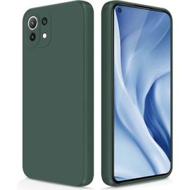 Tianyi-Coque Pour Xiaomi Mi 11 Lite 5g Ne /5g /4g Case En Silicone, Etui De Protection Antichoc Etui Housse Silicone Ultra-Mince Avec Couche Intérieure En Fibre Et Protection Pour Caméra, Vert