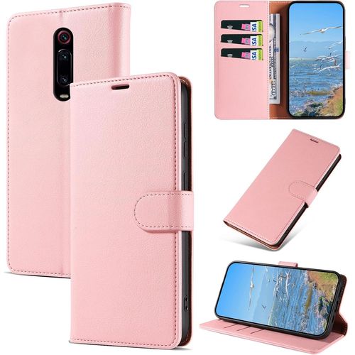 Kal-Coque Pour Xiaomi Mi 9t / Mi 9t Pro/Redmi K20 / Redmi K20 Pro, Antichoc Magnetique Étui À Rabat Avec Porte Cartes, Portefeuille Housse En Cuir Pu Pour Xiaomi Mi 9t / Xiaomi Mi 9t Pro, Rose