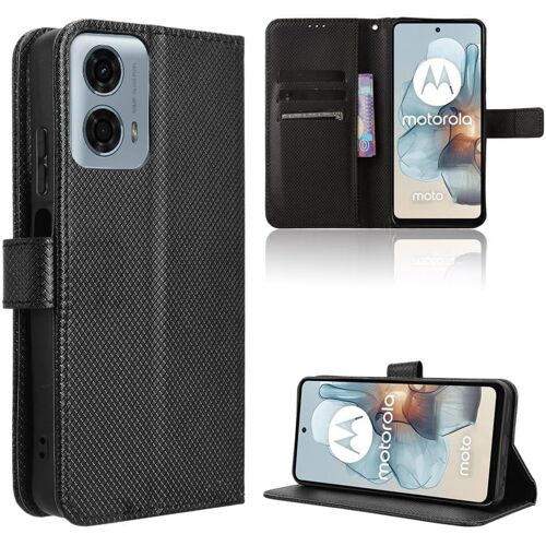 Coque pour Motorola Moto G34 5G Protection Case, ?tui de Protection Portefeuille Antichoc Premium Fibre -Housse ?tui Compartiments pour Cartes et Fermeture magn¿¿tique- Noir