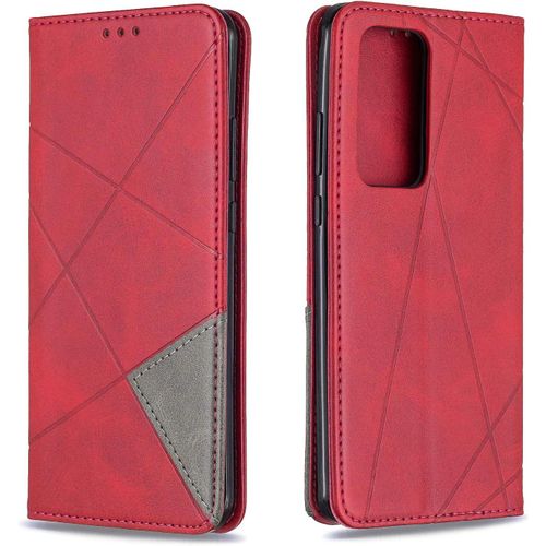 Coque Pour Huawei P40 Pro, Housse Portefeuille En Cuir Etui De Protection Avec Slim Tpu Silicone Bumper Antichoc Magnetique Flip Case, Porte Cartes Avec Fonction Support Cover (Rouge)