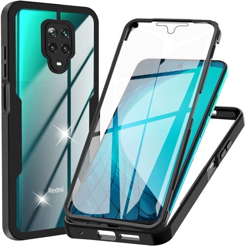 Coque Pour Xiaomi Redmi Note 9 Pro / 9s, Transparent Housse Avec Protection Écran, 360 Degrés Double Protection Antichoc Coque Silicone Intégrale Etui Pour Redmi Note 9 Pro / Redmi Note 9s, Noir