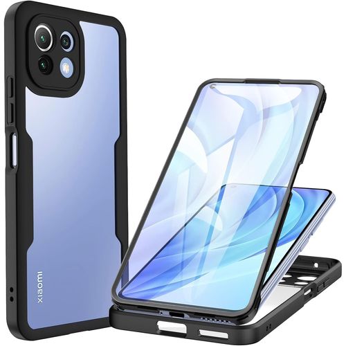 Coque Xiaomi Mi 11 Lite 5g Ne /5g /4g, Antichoc Housse Avec Protection Écran, 360° Protégé Téléphone Etui Double Face Case Transparent Portable Intégrale Coque Pour Mi 11 Lite 5g/4g - Noir