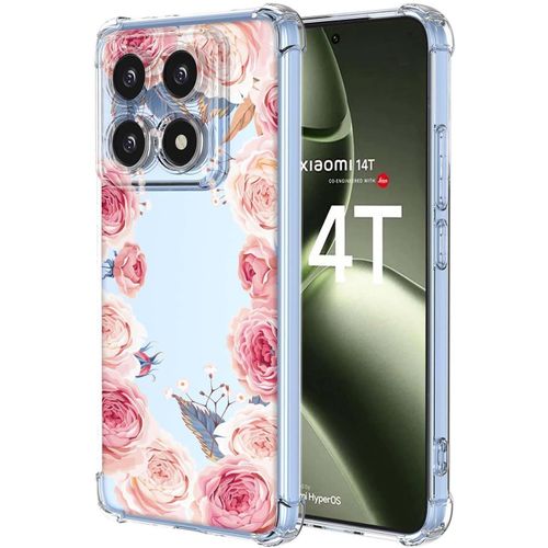 Kalanka-Transparent Coque Pour Xiaomi 14t, Très Mince Antichoc Premium Silicone Tpu Housse, Souple Soyeux Étui Avec Élégant Simple Motif, A52