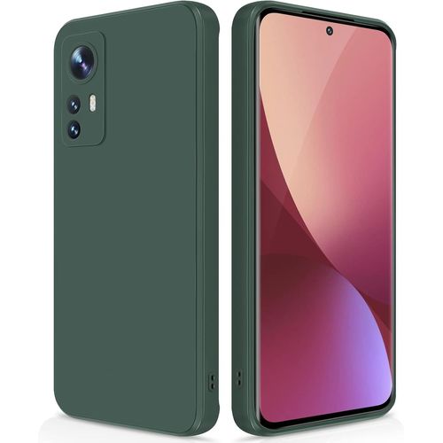 Trahoo-Coque Pour Xiaomi 12/Xiaomi 12 X/Xiaomi 12 S Case En Silicone, Coque Antichoc Etui Housse Silicone Ultra-Mince Avec Couche Intérieure En Fibre Et Protection Pour Caméra, Vert