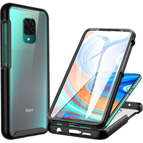 Coque Xiaomi Redmi Note 9s / Note 9 Pro, Antichoc Housse Avec Protection Écran, 360° Protégé Téléphone Etui Double Face Case Transparent Intégrale Coque Pour Redmi Note 9s / 9 Pro - Noir