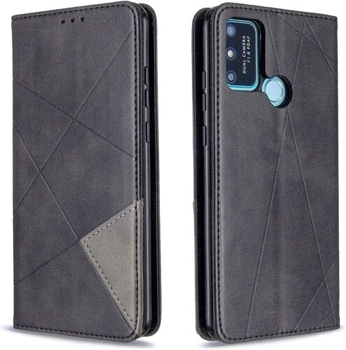 KAL-Coque Pour Huawei Honor 9A, Housse Portefeuille En Cuir Etui De Protection Avec Slim Tpu Silicone Bumper Antichoc Magnétique Flip Case, Porte Cartes Avec Fonction Support Cover (Noir)