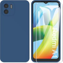 Coque Pour Xiaomi Redmi A2 / A1 4g + Film Protection Écran En Verre Trempé,Housse Ultra Premium Tpu Silicone Liquide Flexible Pour Xiaomi Redmi A1 / A2 4g - Bleu