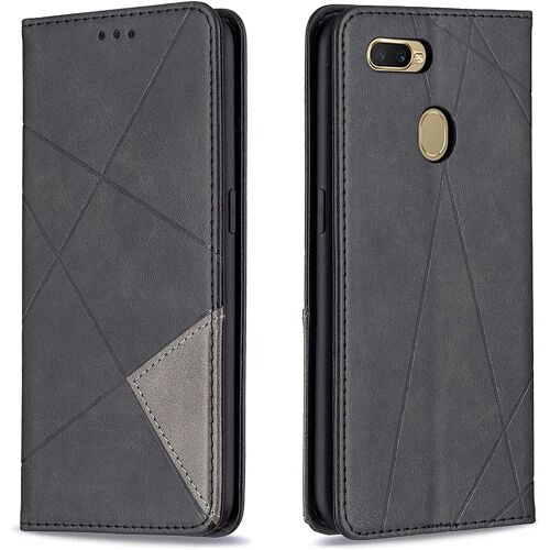 KAL-Coque Pour Oppo A12 / A7, Housse Portefeuille En Cuir Etui De Protection Avec Tpu Silicone Bumper Antichoc Magnétique Flip Case, Porte Cartes Avec Fonction Support Cover Pu Pochette (Noir)