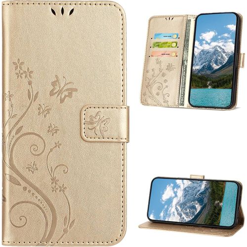 Aer-Coque Pour Iphone 11 Pro Max, Etui Protection Housse En Cuir Pu [Slot De Carte], Étui À Rabat Portefeuille Flip Case Pour Iphone 11 Pro Max, Or