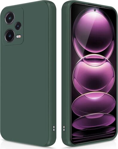 KAL-Coque Pour Xiaomi Redmi Note 12 Pro 5G Case En Silicone, Etui De Protection Antichoc Etui Housse Silicone Ultra-Mince Avec Couche Intérieure En Fibre, Vert