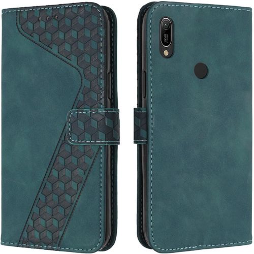 Kal-Coque Pour Huawei Y6 2019, Étui Housse Protection En Cuir Pu [Pochette De Portefeuille] [Magnétique], Antichoc Etui À Rabat Pour Huawei Y6 2019 (Vert)