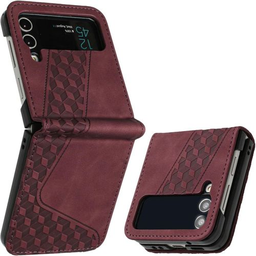 Sjzg-Coque Pour Samsung Galaxy Z Flip 4, Étui Housse Protection En Cuir Pu, Antichoc Etui À Rabat Pour Samsung Z Flip 4 (Rouge)