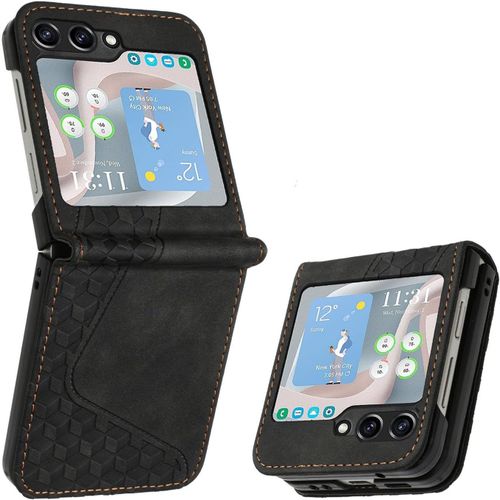 Sjzg-Coque Pour Samsung Galaxy Z Flip 5, Étui Housse Protection En Cuir Pu, Antichoc Etui À Rabat Pour Samsung Z Flip 5 (Noir)