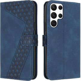 KAL-Coque Pour Samsung Galaxy S22 Ultra, Étui Housse Protection En Cuir Pu [Pochette De Portefeuille] [Magnétique], Antichoc Etui À Rabat Pour Samsung S22 Ultra (Bleu)