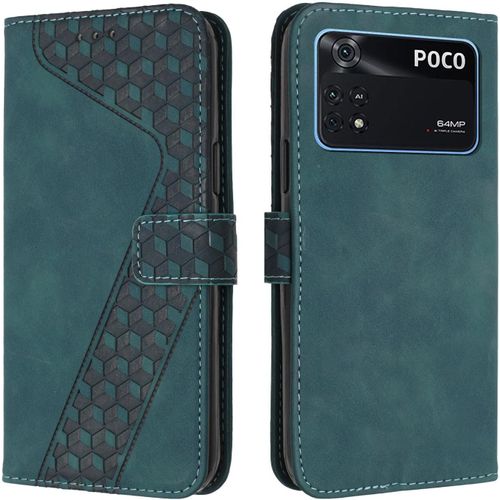 KAL-Coque Pour Xiaomi Poco M4 Pro 4G, Étui Housse Protection En Cuir Pu [Pochette De Portefeuille] [Magnétique], Antichoc Etui À Rabat Pour Poco M4 Pro 4G (Vert)