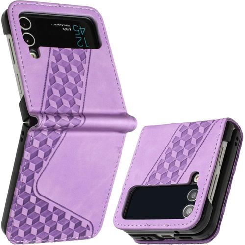Sjzg-Coque Pour Samsung Galaxy Z Flip 4, Étui Housse Protection En Cuir Pu, Antichoc Etui À Rabat Pour Samsung Z Flip 4 (Violet)