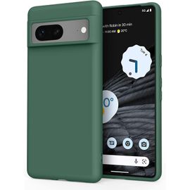 Coque Silicone Pour Google Pixel 7 ¿ Doublure Microfibre Souple, Bords Renforcés Antichoc, Antidérapante, Vert Foncé