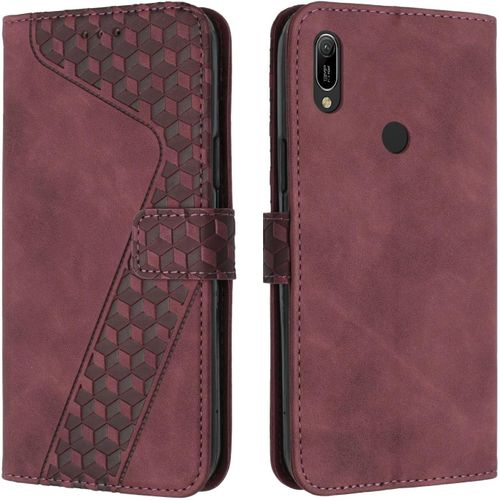 Kal-Coque Pour Huawei Y6 2019, Étui Housse Protection En Cuir Pu [Pochette De Portefeuille] [Magnétique], Antichoc Etui À Rabat Pour Huawei Y6 2019 (Rouge)
