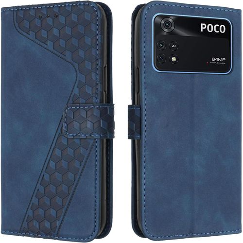 Sjzg-Coque Pour Xiaomi Poco M4 Pro 4g, Étui Housse Protection En Cuir Pu [Pochette De Portefeuille] [Magnétique], Antichoc Etui À Rabat Pour Poco M4 Pro 4g (Bleu)