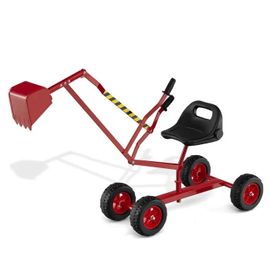 Costway Tractopelle Enfant Pour Bac À Sable Avec 4 Roues, Pelle Flexible, Pour Sable Terre Neige, 122 X 40 X 66 Cm, 3 Ans+ Rouge