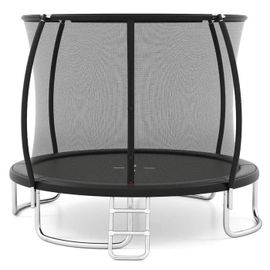 Costway Trampoline Enfants 366cm Avec Filet De Sécurité, Échelle Et Cadre En Acier Galvanisé Antirouille, 400 Kg Noir